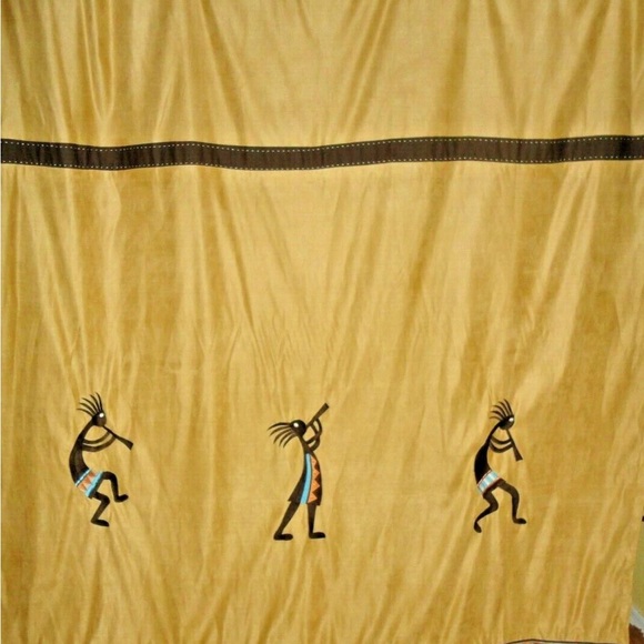 Avanti Southwestern Aztec Arizona Embroidered KOKOPELLI fabric shower Curtain - Picture 2 of 5